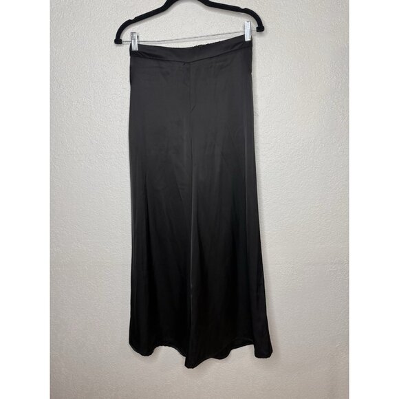 Caroline Constas Black Satin Wide Leg Pants Small (READ) Rise Pockets 1B - Picture 3 of 16